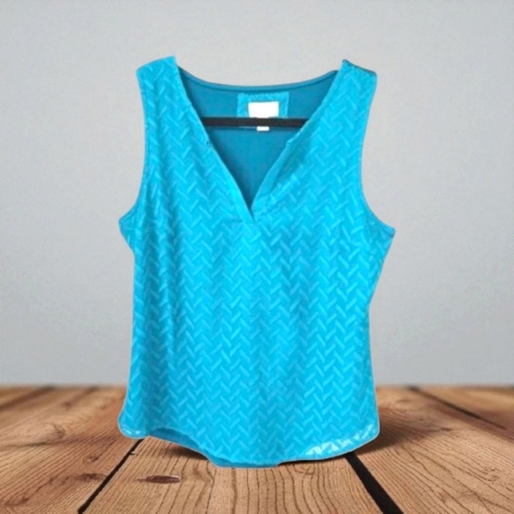 MARKET & SPRUCE Women's NEW Turquoise Geometric Print Sleeveless Tank Top S - Picture 1 of 15